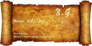 Neer Géza névjegykártya